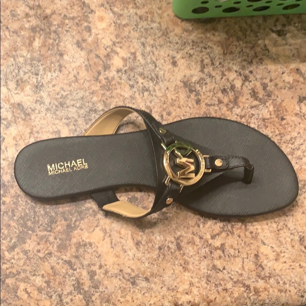 Michael kors black leather sandal size 8 black